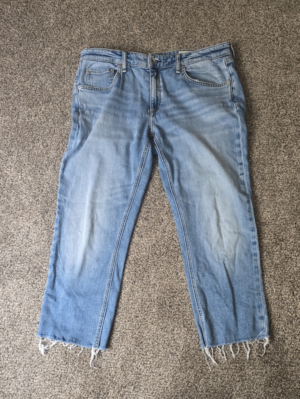 rag & bone DRE low Rise Slim Boyfriend Light Blue Jeans with Frayed Hem